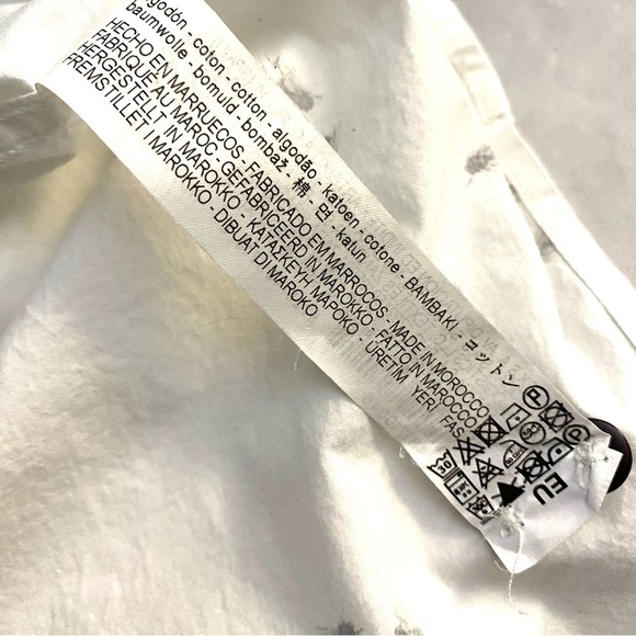 Zara Man Slim Fit Button Up White Shirt L Polka Dot Flies Unique Beelzebub Flies - Picture 6 of 8